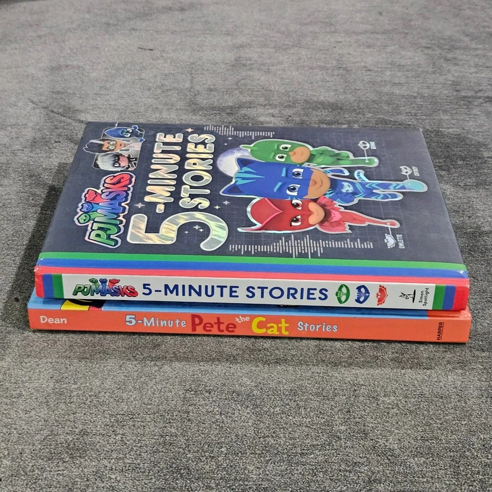 Lot of 2 5 Minute Pete the Cat Stories &‎ PJ Masks Stories Kids Bedtime Book Set